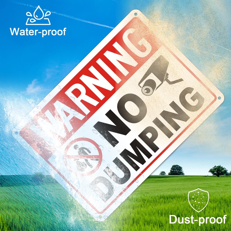 (4 Pack) No Dumping Signs with Symbol, 10 x 7