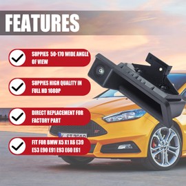 FEXON HD 1080P 30FPS Rear Reversing Backup Camera Waterproof Night Vision Compatible for X5 X1 X6 E39 E53 E82 E88 E84 E90 E91 E92 E93 E60 E61 E70 E71 E72 2002-2011