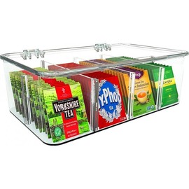 2 Pack Tea Bag Organizer - Stackable Tea Bag Storage Organizer with Lid - Tea bag holder For Kitchen Organizers and Storage, Multi-Functional Kitchen Organizer, Home organizer (Clear) - Color: Clear, Size: Pack of 3
