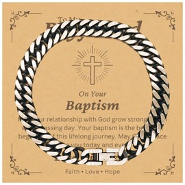 DARIN GIFT To My Boifriend Cuban Link Bracelet Gifts For Boifriend From Glirfriend - Your Relationship With God Grow Stronger - Catholic Christian Baptism First Communion Confirmation Christmas Gifts