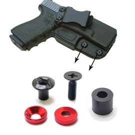 Stainless Steel Chicago Screws Replacement Screws with 9mm Rubber Holster Retention Assemblies (Red Color,9mm Rubber pad,12 Sets/Bag)