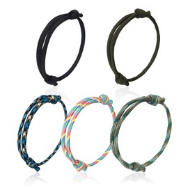 BEIBXHQQ 5 Pieces Braided Rope, Men's Rope Bracelets, Paracord Bracelets, Braided Bracelets, Adjustable Bracelets, Boys Basketball Bracelets, Fashionable Men's Rope Bracelets