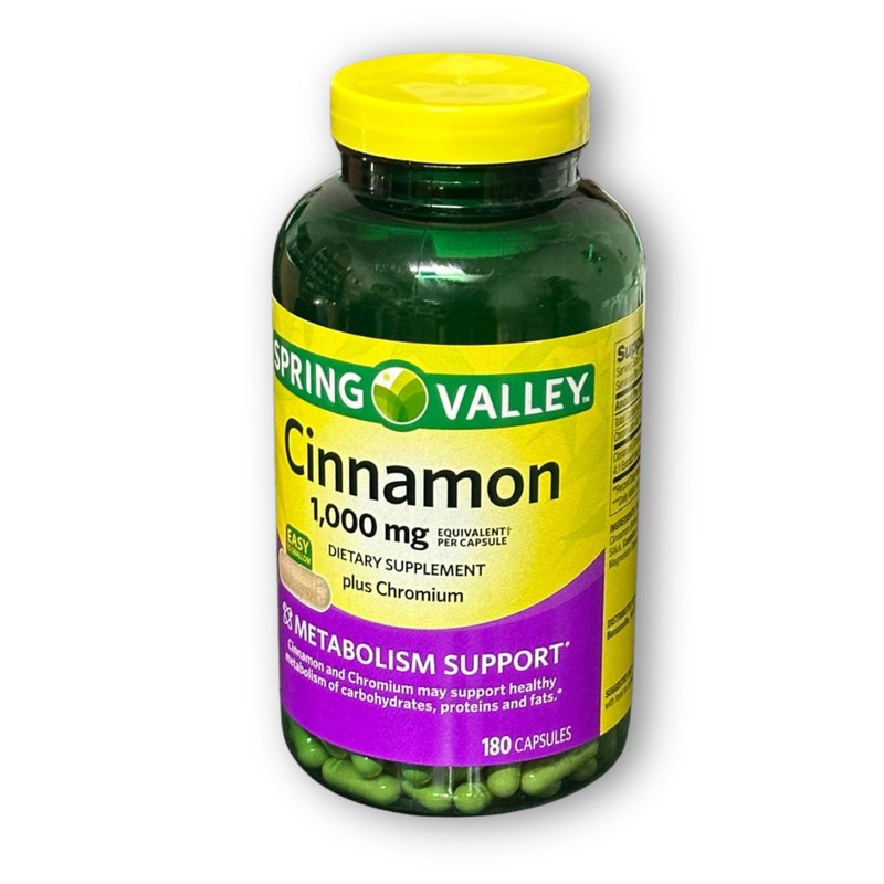 Cinnamon 1000mg- Capsules Plus Chromium, 180ct (Pack of 1)