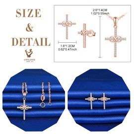 CPSLOVE Women's / Girls' Necklace Earrings, Elegant Infinity Symbol Cross Jewellery Sets, 925 Silver Necklace Pendant Earrings, Cross Necklace Pendant Earrings, Inlaid Zircon, Silver, Cubic Zirconia