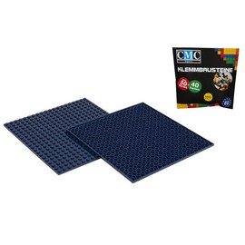 CMC imports 2 x Building Plate Base Plate Modular - Double-Sided Building Compatible 20 x 20 Nubs Plate Base Column Clamping Building Blocks City 34 Different Colours (Dark Blue / 473)