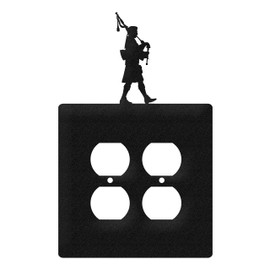 SWEN Products Bagpiper Wall Plate Cover (Double Outlet, Black)