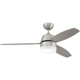 Craftmade Ceiling Fan with LED Light BEL52BNK3-LED Beltre 52 Inch and Wall Control, Brushed Polished Nickel
