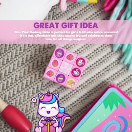 Magic Cube 3x3 for Girls Pink Color and Smooth Stickerless Game Brain for Kids - Educational Smart Fun Puzzle Toy Ideal Gift Birthday The Original Little Unicorn Kawaii Room Desk Decor
