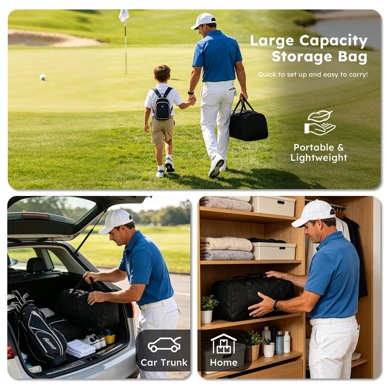 Battle Golf Chipping Game, 70"x70" Portable Chipping Mat, Indoor Outdoor