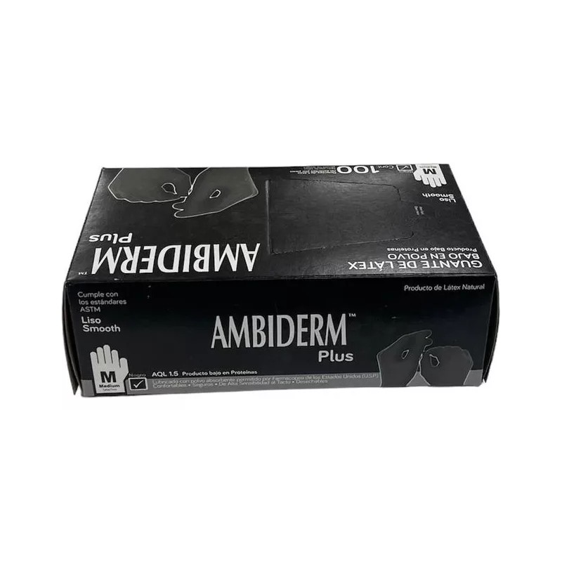 Ambiderm Guante No Esteril Mediano Plus Latex Bajo En Polvo