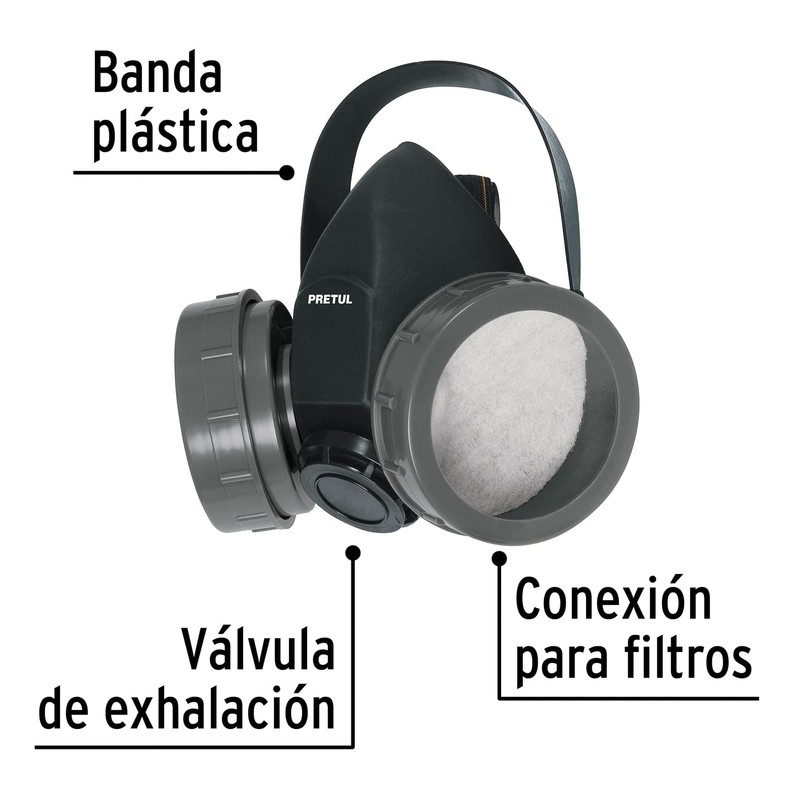 Pretul RES-2-P, Respirador sin cartucho, 2 filtro, Pretul