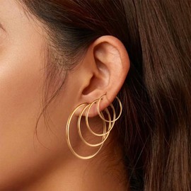 Kenivira 4 Pairs Gold Hoop Earrings for Women Large Gold Hoop Earrings Hypoallergenic Lightweight Gold Hoop Earrings Set for Women 25/35/45/55mm