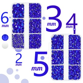 qiipii Dark Blue Resin Rhinestones for Bedazzling Crafting Sapphire Blue Flatback Crystal Stones 2mm 3mm 4mm 5mm 6mm Diamonds Gems Charms for Nails Face Eyes Makuep Tumblers Bottles DIY Crafts Shoes