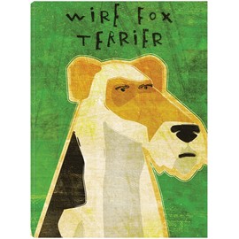 Fine Art Canvas Wire Fox Terrier Canvas Wall Decor by Artist John W. Golden for Living Room, Bedroom, Bathroom, Kitchen, Office, Bar, Dining & Guest Room - Ready to Hang - 12 in x 16 in
