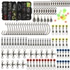 Croch 160pcs/box Fishing Accessories kit with Tackle Box,Including Jig Hooks,