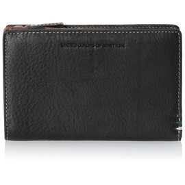 United Colors of Benetton Bifold Wallet Italian Leather Wallet, Black
