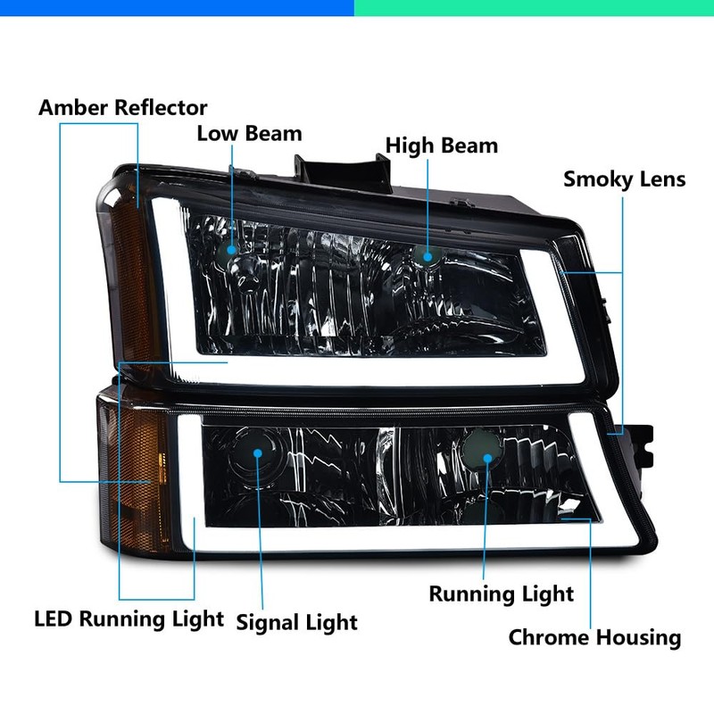 G-PLUS LED DRL Headlights, Compatible with 2003-2006 Chevy Avalanche 1500