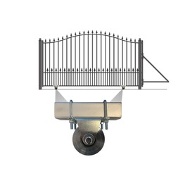 Slide Gate V Groove Wheels 4” Double Bearing Bolted External Mount Bracket Cradle Heavy Duty Solid Steel for Inverted V-Shape Sliding Rolling Track Gates up to 3000lbs Capacity – NO Welding