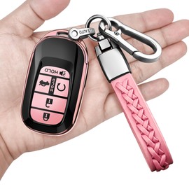 Autophone for Honda Key Fob Cover with Keychain Soft TPU 360 Degree Protection Key Shell Case for 2022 2023 2024 2025 Accord Civic HR-V CR-V Pilot Sport SI EX EX-L Touring Smart Key (Pink)