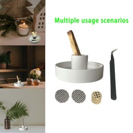 JHZABPO Palo Santo Holder, White Color Palo Santo Burner, Sage Holder for Burning, Ceramic Incense Holder