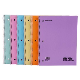 Mintra Office Spiral Notebooks (Pastel - Wide Ruled, 24pk (4-6pks))
