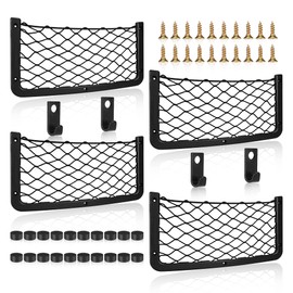 4 Pcs Storage Nets for Campervans, Elastic Trunk Storage Bag with Plastic frame,Van Motorhome Caravan Boat Car Storage Solutions Accessories for Storing Phone/Water Bottle/Toiletry, 36.5CM * 18.5CM