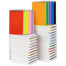 Dynta Pocket Notebook Bulk 60 Packs, 3x5 Inch Small Notepad Top Bound With Lined Pages, 10 Vibrant Colored Mini Spiral Notebooks 60Sheets/120Pages (80GSM), Memo Pads for Home, School, College, Office