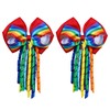 4.7" Rainbow Hair Bows,Big Tassel Korker Cheer Bow Alligator Barrettes
