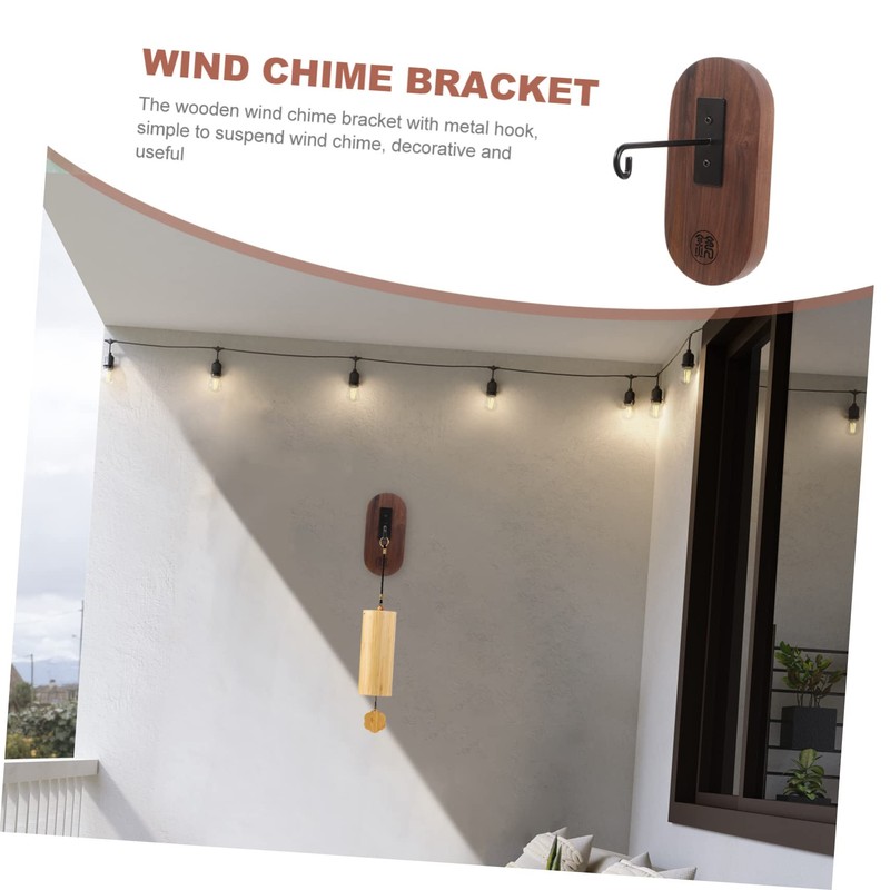BIUDECO Metal Hook Wooden Wind Chime Bracket Wall Mount Easy