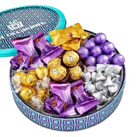 On Occasion Gourmet Chocolate Gift Box – Assorted Milk and Dark Chocolate Valentine's Day Candy Pack – Individually Wrapped Holiday Gift Baskets – Luxury Dessert Gift Tin for Valentines Day – Men and Women (50 Pieces)