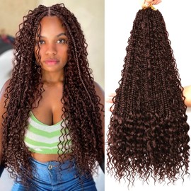 Goddess Bohemian Box Braids Crochet Hair-8 Packs 18 Inch Boho Crochet Braids for Black Women Synthetic Braiding Hair (#4, 24 Inch(Pack of 8))