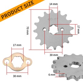 UOIENRT 420-16T Motorcycle Front Sprocket 17mm for 50cc 70cc 90cc 110cc 125cc Dirt Pit Bike ATV 4 Wheeler Moped