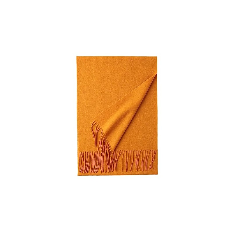 Prettystern Soft Wool Scarf Plain with Fringes for Autumn Winter