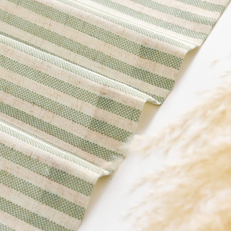 jinchan Tie Up Linen Textured Striped Bow Tie Curtain for