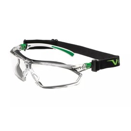 UNIVET | 506 UP Hybrid Clear Plus Work Safety Glasses, Scratch Resistant, Lightweight, Flexible and Durable, Sun Protection Lenses (EN166, EN170) White/Green