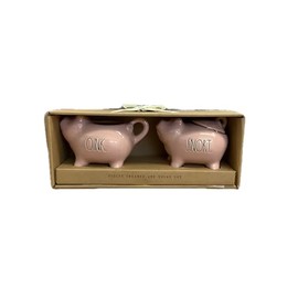 Rae Dunn Ceramic Piglet Cream and Sugar Set, Oink & Snort (Pink Pigs)