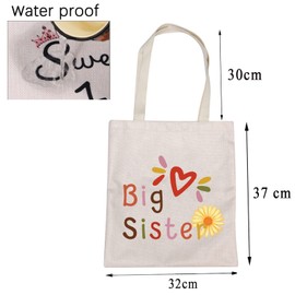 Big Sister Tote Bag Big Sister Gifts for Little Girls Daughter Big Sister Canvas Tote Bag Sister Birthday Announcement Gifts (Big Sister Tote Bag)