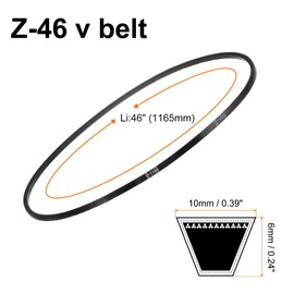 sourcing map Z-46 Z Type V-belt 1165mm/46" Inner Length x 0.39" Width x 0.24" Height, Z-type Closed-Loop Rubber Transmission Belt