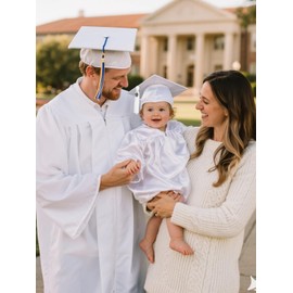 GraduatePro Baby Graduation Cap and Gown Set for Infant Toddler with Tassel as NICU Grad Gift White 15 Small 0-6 Months