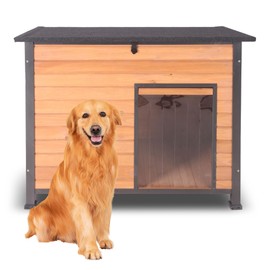 Seiyierr Dog House Outdoor with Prevent Chewing Iron Frame, Cat Houses Removable Floor and Open Roof for Dogs,Cats,Rabbits Animals