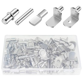 HELIFOUNER 86 Pieces 5 Styles Shelf Pins Kit, Nickel Plated Shelf Bracket Pegs, Cabinet Furniture Shelf Pins Support for Shelf Holes on Cabinets, Bookcases