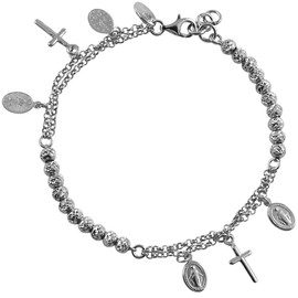 rodasue Gifts for Women 18K Gold-plated-Adjustable Gold Bracelets for Women-Color-proof Bracelets-Bracelets for Women Suitable for Valentine's Day and Mother's Day as a Friendship Gifts for Women 925 Sterling Silver Virgin Mary Rosary Beads Bracelet Rhod