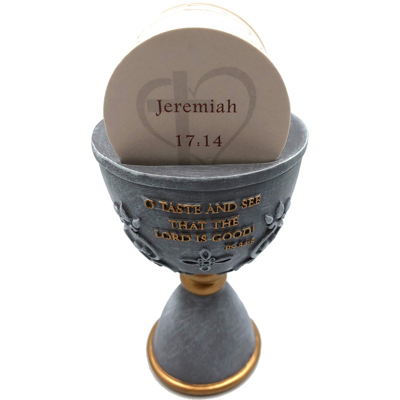 Holy Land Market Communion Chalice/Cup with 150 Biblical Verses, Stone,