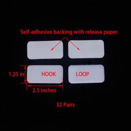 HUAYY (White 32 Pairs 1.2 x 2.5 in)Rectangular Hook & Loop Sheets Self Adhesive,Industrial Strength Sticky Back Fasteners Heavy Duty Hook and Loop Tape,Organizing or Hanging Items Indoors or Outdoors