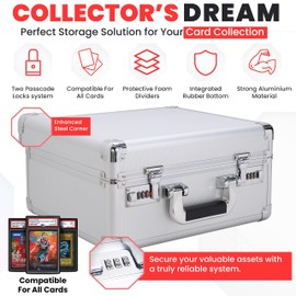 VALUN 3 Row Graded Card Storage Box - Compatible with 120 Card Slabs, BGS SGC PSA Sports Cards - Big Card Case Holder with Lock Card storage boxes for trading card & toploader storage box