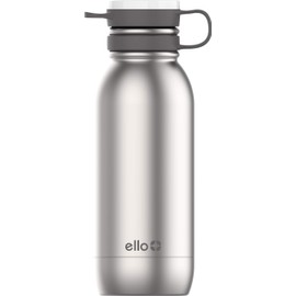 Ello Damen Vacuum Insulated Stainless Steel Water Bottle with Leak-Proof Lid, 20 oz, Grey