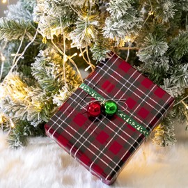 MAYPLUSS Christmas Wrapping Paper Sheet - Folded Flat - Red & Black Plaid Design (25 sq.ft.ttl.) - 30 inch X 120 inch Per Sheet