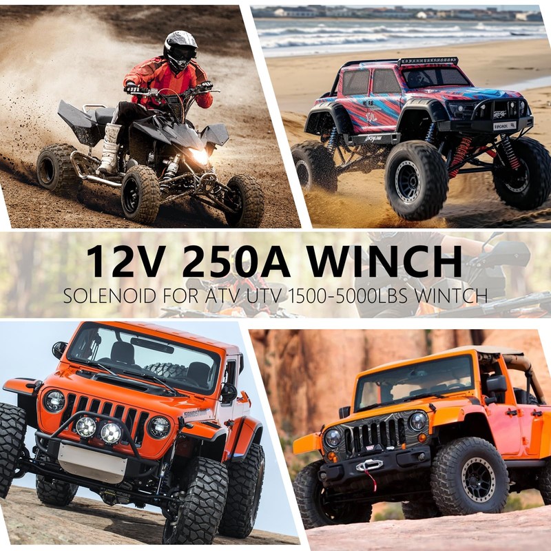 Winch Solenoid Relay, Black Heavy Duty Electric Contactor ATV UTV's