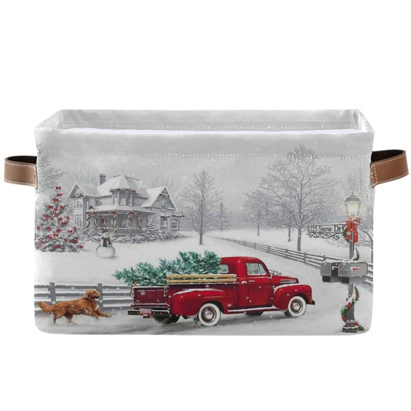 Christmas Tree Red Truck Storage Basket Fabric Laundry Baskets Winter
