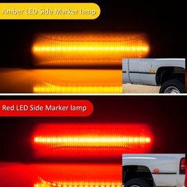Bestview LED Dually Side Marker Lights for 1994-2002 Dodge Ram 2500 3500, Amber＆Red Front&Rear Wheel Bed Marker Bumper Fender Lamp Assembly Kit accessories，Smoke Lens (Pack of 4)
